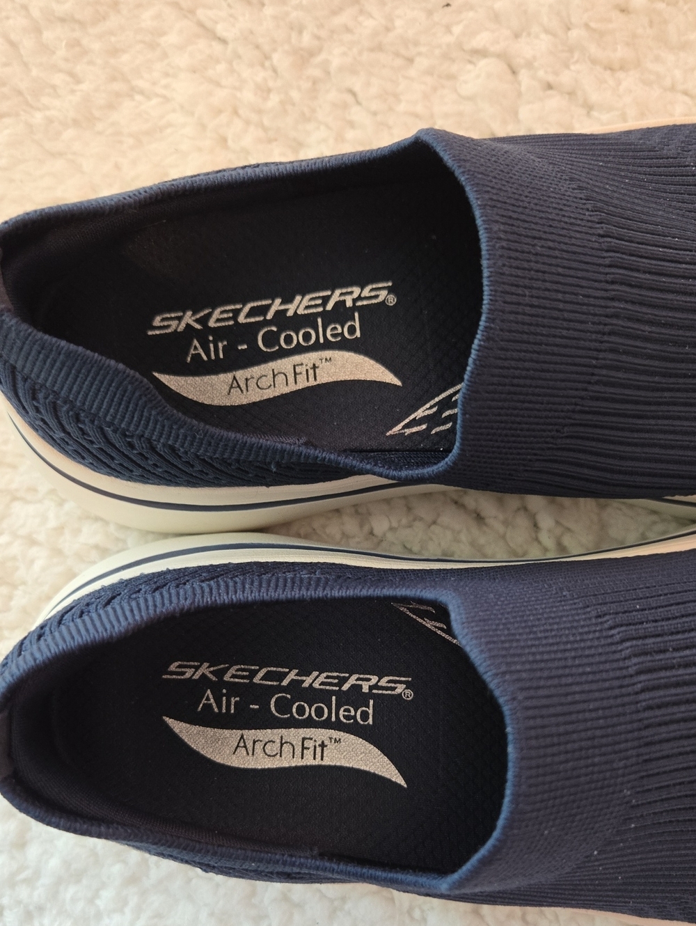 Skechers Air-cooled Arch Fit Slip-On Knit Walking Shoes - Navy - Picture 6 of 8